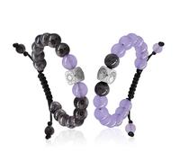 TOTWOO Bracelets Perles pour Couples - Pierres Naturelles & Acier Inoxydable à Énergie Positive, Bracelets Réglables Soleil-Lune (non Connectés) - Le cadeau Parfait pour l'amour et l'amitié
