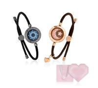 TOTWOO Bracelets tactiles pour couple - Cadeaux de Saint-Valentin - Vibrations et lumineux - Contrôle par application Bluetooth - Coffret cadeau - Soleil et lune