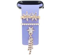 TOU-BEGUIN Lot de breloques décoratives pour bracelet de montre, compatibles avec les bracelets en silicone Apple Watch de 38, 40, 41, 42, 44, 45, 49 mm, accessoires de bracelet chic Elengent fleur
