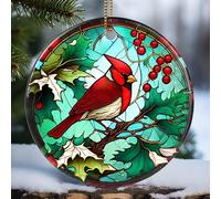 Touber Cardinal 2023 Décoration de Noël 2023, idée cadeau de vacances, souvenir d'héritage, céramique ronde, cadeau de boule, cardinal