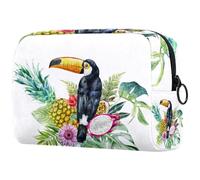 Toucan Bird in The Tropical Fruits Leave Jungle Cosmetic Bag for Women Travel Toiletry Bags Large Makeup Handy Pouch Organizer Bag With Zipper, multicolore, 18.5x7.5x13cm/7.3x3x5.1in, Trousse de