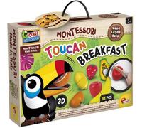 Lisciani - MONTESSORI WOOD - Toucan Breakfast - Jeu en Bois en 3D pour Enfants Dès 3 Ans - 31 pièces - Apprends à Couper les 8 Fruits - Développement Cognitif et Motricité Fine