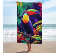 Toucan éclatant dans un paradis tropical - Ensemble de 8 serviettes de plage basiques, absorbantes, compactes, à séchage rapide et sans sable, idéales pour spa, salle de sport et hôtel. Taille unique.