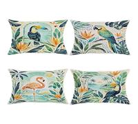 Toucan Lot de 4 housses de coussin décoratives avec fermeture éclair dissimulée pour maison, chambre à coucher, salon, canapé, canapé (50,8 x 30,5 cm, vert)