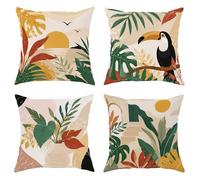 Toucan Lot de 4 housses de coussin décoratives modernes avec fermeture éclair dissimulée pour maison, salon, chambre à coucher, dortoir, canapé, 30,5 x 30,5 cm, vert d'été