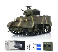 TOUCAN RC HOBBY 1/16 RC Tank US M5A1 Stuart VI Télécommande Light Tank 360° Deux Batteries Radio pour 14 ans