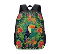 Toucan Sac à dos 43,2 cm Motif floral tropical imprimé jungle artistique Sac à dos pour enfants et étudiants, 01, L, Minimaliste