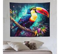 Toucans Décoration De Salle De Tapisserie, Tenture Murale De Tapisserie En Tissu Mural, Muraux De Tapisseries, Tissu Pour Le Mur De La Décoration Du Salon De La Maison 130×150cm