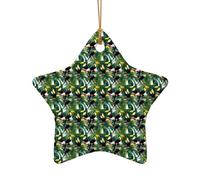 Toucans perroquet feuilles de palmier imprimé sapin de Noël en céramique étoile cœur Décoration de Noël à suspendre Cadeaux Décoration