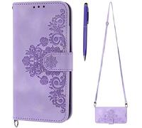 TOUCASA Coque avec Cordon pour iPhone 12 Mini, Collier pour Étui en Cuir PU Portefeuille Coque avec Fente Carte, Magnétique und Flip Béquille TPU Housse pour iPhone 12 Mini (5,4 Pouces) (Violet)