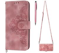 TOUCASA Coque avec Cordon pour Samsung Galaxy A71 4G, Collier pour Étui en Cuir PU Portefeuille Coque avec Fente Carte, Magnétique und Flip Béquille Antichoc TPU Housse pour Samsung A71 4G (Rose)