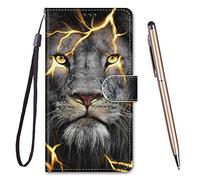TOUCASA Coque pour Honor 8X,Housse Honor 8X,Coque Cuir PU Portefeuille à Aimant Colourful Design Coque Rabat Portefeuille [Créatif Peint] Étui pour Huawei Honor 8X-Lion de Fission