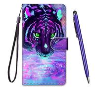 TOUCASA Coque pour Honor 8X,Housse Honor 8X,Coque Cuir PU Portefeuille à Aimant Colourful Design Coque Rabat Portefeuille [Créatif Peint] Étui pour Huawei Honor 8X-Tigre Violet