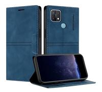TOUCASA Coque pour Oppo A15/A15S/A35, Housse en Cuir PU Portefeuille, Étui TPU avec Support, Fentes pour Cartes, Anti-Choc, Folio Magnétique (Bleu)