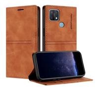TOUCASA Coque pour Oppo A15 / A15S / A35, Housse en Cuir PU Portefeuille Etui, TPU Fonction Support, Fentes pour Cartes, Anti-Choc Folio Magnétique (Marron)