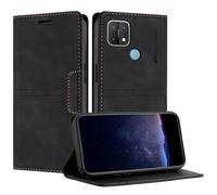 TOUCASA Coque pour Oppo A15 / Oppo A15S / Oppo A35, Housse en Cuir PU Portefeuille Etui, TPU Fonction Support [Fentes pour Cartes] Anti-Choc Folio Magnetique Compatible avec Oppo A15 (Noir)