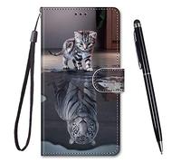TOUCASA Coque pour Oppo A52/A92/A72, Étuis à Rabat Oppo A52/A92/A72, PU Etui Housse en Cuir Portefeuille de Protection Magnétique, 3 Emplacements Cartes Étui Coque (Chat Tigre)