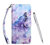 TOUCASA Coque pour Samsung Galaxy Note 10, Coque Cuir PU Luxe Portefeuille à Aimant [3D Bling Surface] Coque Rabat Portefeuille [Life Time Warranty] Housse Étui de Protection (Loup)