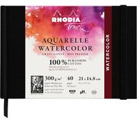Touch 116144C - Carnet Aquarelle 100 % Coton - Grain Fin - 300 G/M² - A6 Paysage - 40 Pages Non Microperforées - Brochure Rigide Reliure Intégrale Watercolor Book