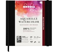 Touch 116144C - Carnet Aquarelle 100 % Coton - Grain Fin - 300 G/M² - A6 Paysage - 40 Pages Non Microperforées - Brochure Rigide Reliure Intégrale Watercolor Book