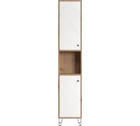 Touch armoire haute pour salle de bain accroché au mur chêneReproduction, mat blanc.