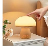 Touch Bedside Lamp, Mushroom Lamp with Remote Control, LED Bedside Lamp with Time Display and Timer Function, 3 Way Dimmable