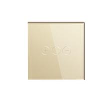 Touch Dimmer Switch 1Gang 1Way Led Dimmer 220V Wall Light Switch Crystal Glass Panel Blue Backlight Memory Function(Single Dimmer Gold)