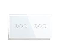 Touch Dimmer Switch 1Gang 1Way Led Dimmer 220V Wall Light Switch Crystal Glass Panel Blue Backlight Memory Function(Double Dimmer White)