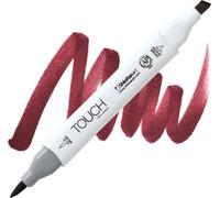 TOUCH Marqueur alcool double face Pinceau & Ciseau, R1 Rouge vin