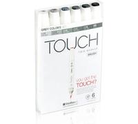TOUCH Marqueurs alcool double face Pinceau & Ciseau, 6pcs gris Cool