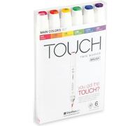 TOUCH Marqueurs alcool double face Pinceau et ciseau, 6pcs basic