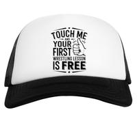 Touch Me and Your First Wrestling Lesson Casquette De Baseball Unisexe Blanche Et Noire Baseball Cap Unisex Black White