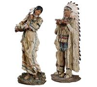 Touch of Class Majestic Tradition Lot de 2 Figurines amérindiennes Multicolores - Décoration de Table pour étagère - Chef Tribal, Femme - Style sud-Ouest pour Salon, Bureau