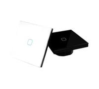 Touch switch EU standard white crystal glass panel light switch Ac110-220v switch 1gang 1 way ，wall lamp touch switch NWPNLXEA(BLACK TS-01)