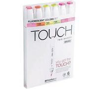 Touch Twin Brush Marker Set de 6 marqueurs fluorescents