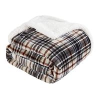 Touchat Sherpa Plaid Throw Blanket, Fuzzy Fluffy Cozy Soft Blanket, Fleece Flannel Plush Twin Size Microfiber Blanket for Couch Bed Sofa (60" X 70", Plaid Brown)