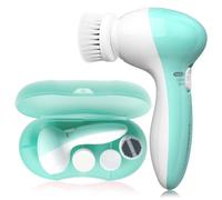 TOUCHBeauty Brosse de nettoyage pour le visage, brosse pour le visage avec 3 têtes de brosse exfoliante, 2 vitesses, système complet de spa pour un nettoyage en profondeur (Vert Menthe)