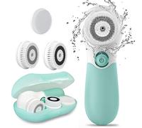 TOUCHBeauty Brosse Nettoyante Visage Electrique, Brosse Faciale Nettoyage en Profondeur, 3 Embouts de Brosse, 2 Vitesses, Etanche, Vert