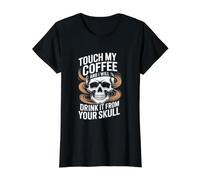 Touche Mon café, Je Vais Le Boire Skull T-Shirt Graphique avec Valeur, Femme, Noir, M