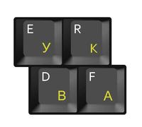 Touches Autocollantes Transparentes Clavier Russe Cyrillique - Lettres Jaunes
