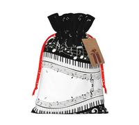 Touches de piano avec impression de notes de musique, sac de Noël pratique avec cordon de serrage, 12 x 17 cm pour Noël, Halloween