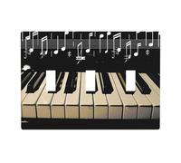 Touches de piano avec impressions de notes de musique - Plaque murale décorative triple interrupteur à bascule - Plaque décorative à 3 interrupteurs