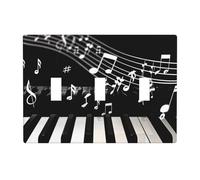 Touches de piano avec notes de musique imprimées plaque murale décorative triple interrupteur à bascule, plaque d'interrupteur décorative à 3 interrupteurs