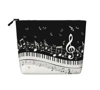 Touches de piano avec notes de musique - Trousse de maquillage de voyage polyvalente, idéale pour les routines quotidiennes et les voyages d'affaires, Noir , Taille unique, Trousse de toilette