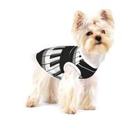 Touches de Piano imprimées en Noir et Blanc,T-Shirt sans Manches en Coton pour Animaux de Compagnie, Gilet Respirant, Extensible et Doux,S