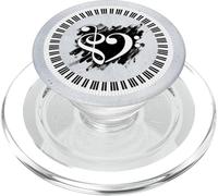 Touches de Piano Musicales Blanches en Forme de cœur sur Coups de Pinceau PopSockets PopGrip pour MagSafe