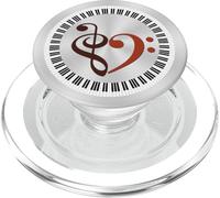 Touches de Piano Musicales en Forme de e Basse en Forme de cœur Marron et Sienne PopSockets PopGrip pour MagSafe