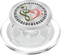 Touches de Piano Musicales en Forme de e Basse en Forme de cœur Vert Olive et Saumon foncé PopSockets PopGrip pour MagSafe