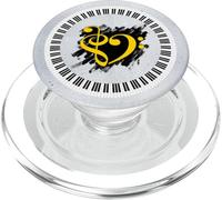 Touches de Piano Musicales Jaunes en Forme de cœur sur Coups de Pinceau PopSockets PopGrip pour MagSafe