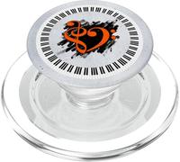 Touches de Piano Musicales Orange en Forme de cœur sur Coups de Pinceau PopSockets PopGrip pour MagSafe